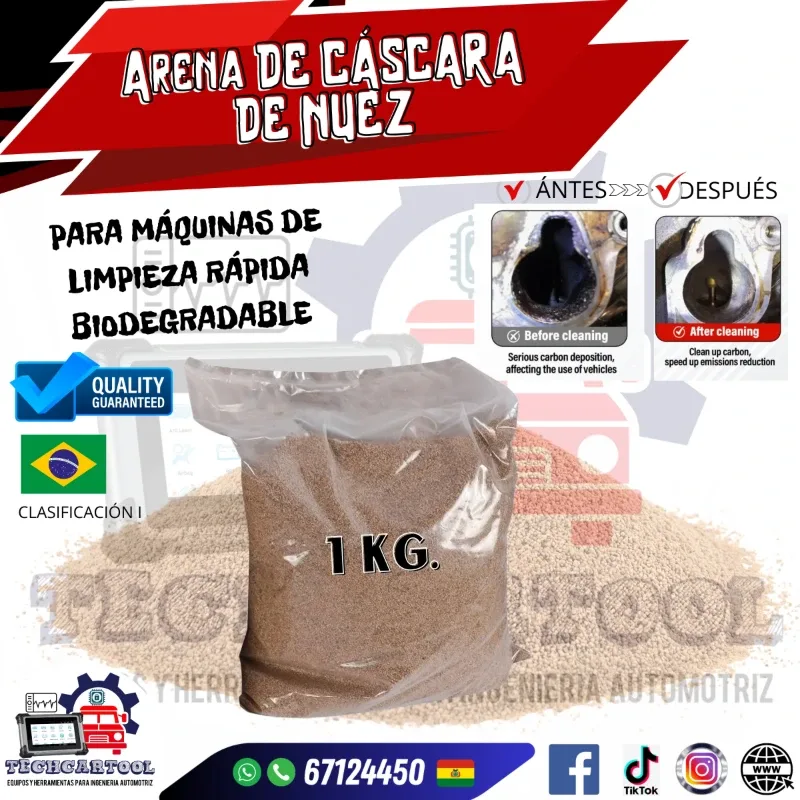 Arena de cáscara de nuez  uso automotriz