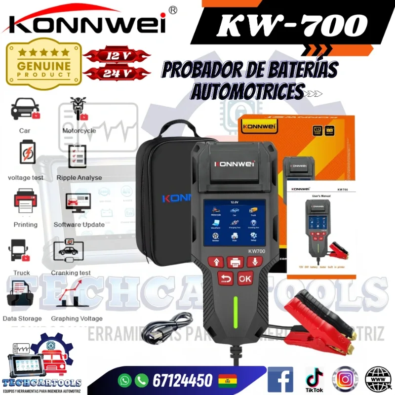 KW700 Probador de baterías 6-12-24 V - KW